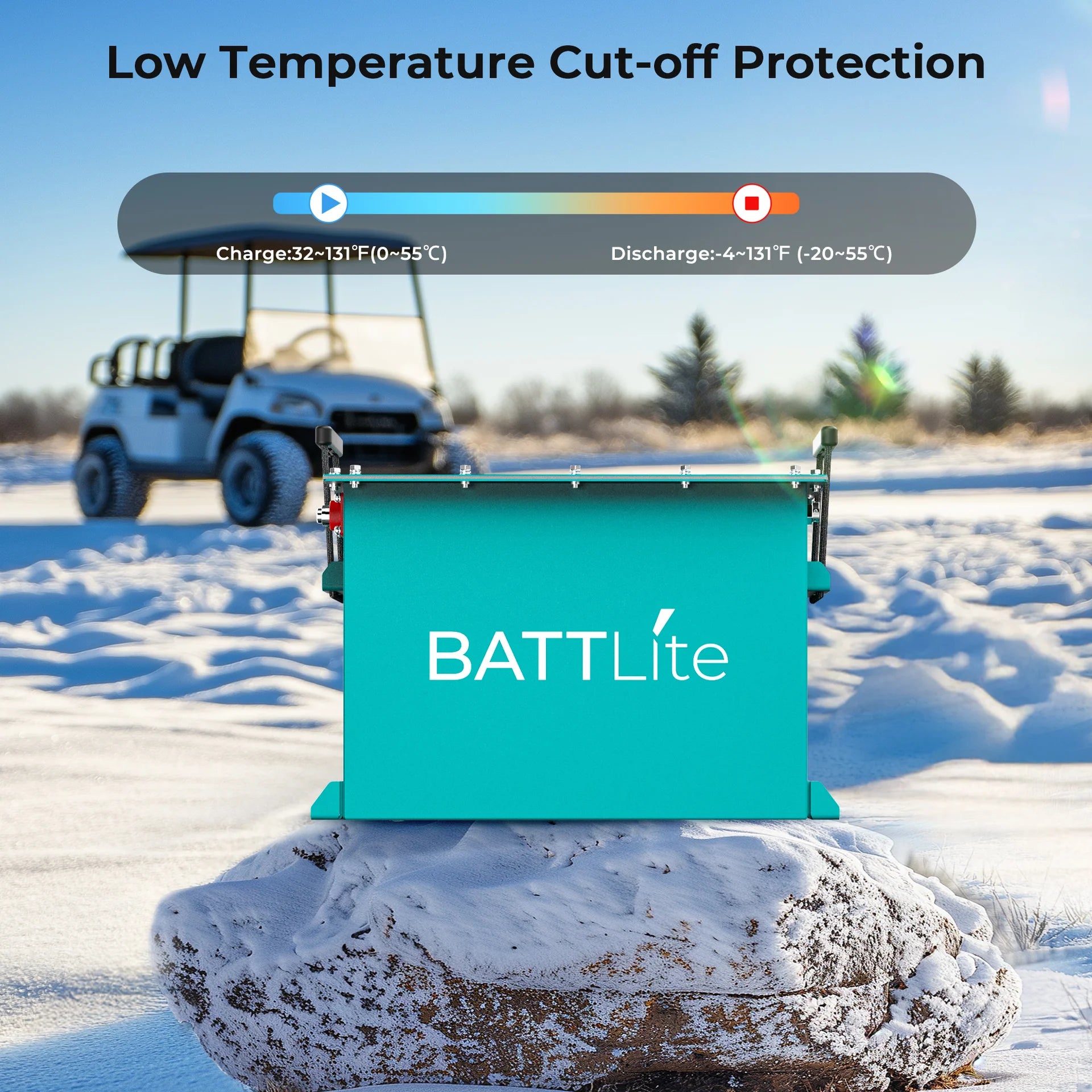 BATTLite 51.2V 100Ah Lithium Golf Cart Battery BAT5000, 5.12kwh Energy, ＞4,000 Cycle Life