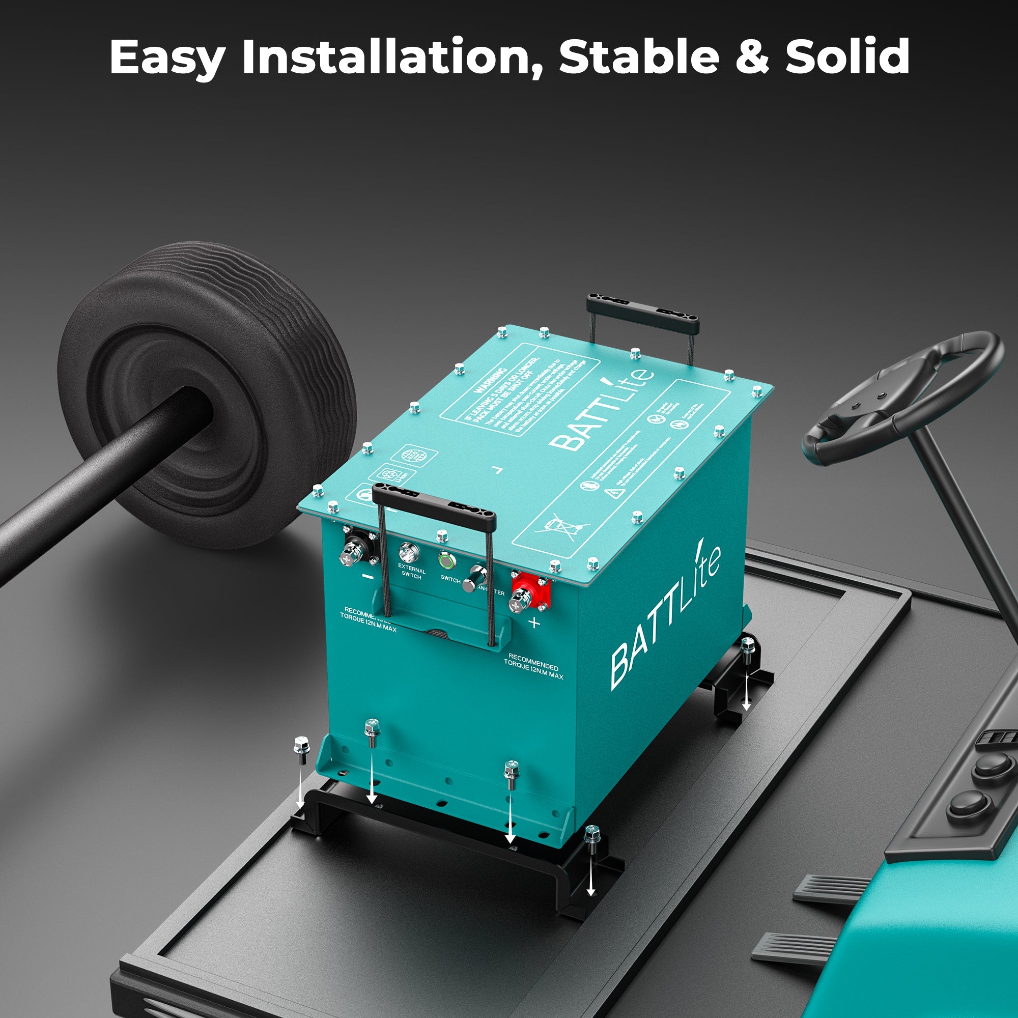 BATTLite 48v Golf Cart Battery Bracket for Yamaha